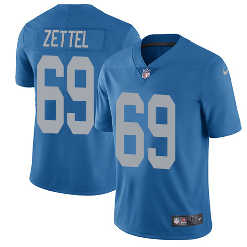 Nike Lions #69 Anthony Zettel Blue Throwback Men's Stitched NFL Vapor Untouchable Limited Jersey